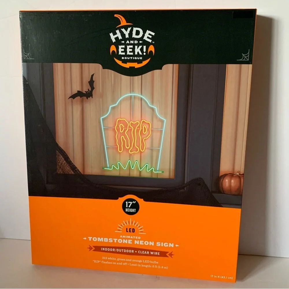 NIB. HYDE & EEK Neon RIP Tombstone Light